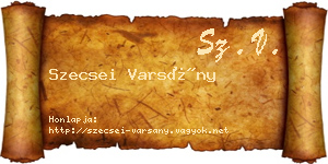 Szecsei Varsány névjegykártya